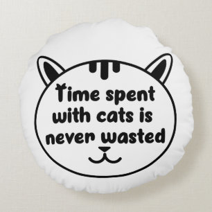Love me, Love my  Black Cat Round Cushion