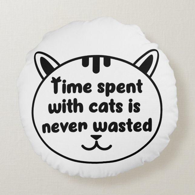 Love me, Love my  Black Cat Round Cushion (Back)