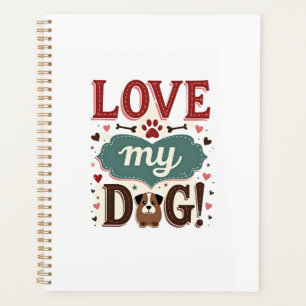 Love Me Love My Dog Vintage Cute Paw Print Dog Lov Planner