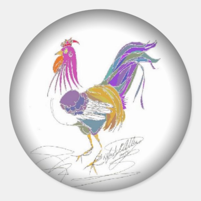 Love Me Love My Rooster Classic Round Sticker (Front)