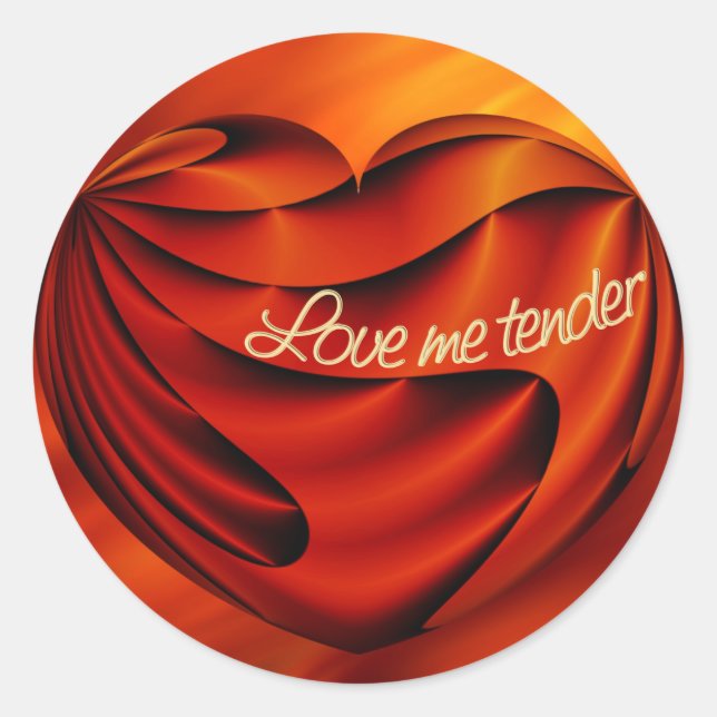 Love Me Tender | fire red waves Classic Round Sticker (Front)