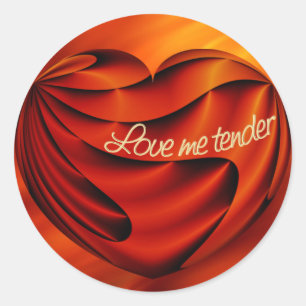 Love Me Tender   fire red waves Classic Round Sticker