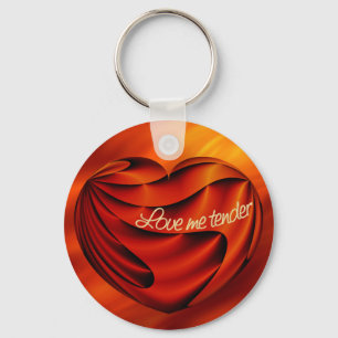 Love Me Tender fire red waves Key Ring