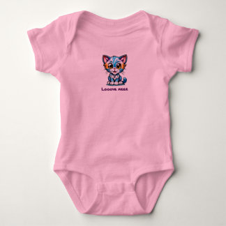 Love Me Tie-Dye Cat Design Baby Bodysuit