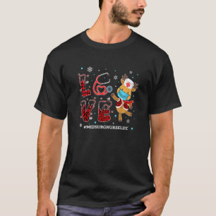 Love Med Surg Nurse Buffalo Plaid Leopard Xmas Rei T-Shirt