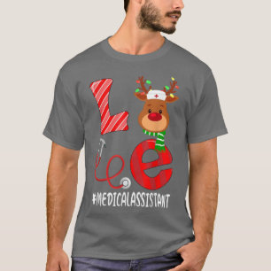 Love Medical Assistant Christmas Candy Cane Reinde T-Shirt