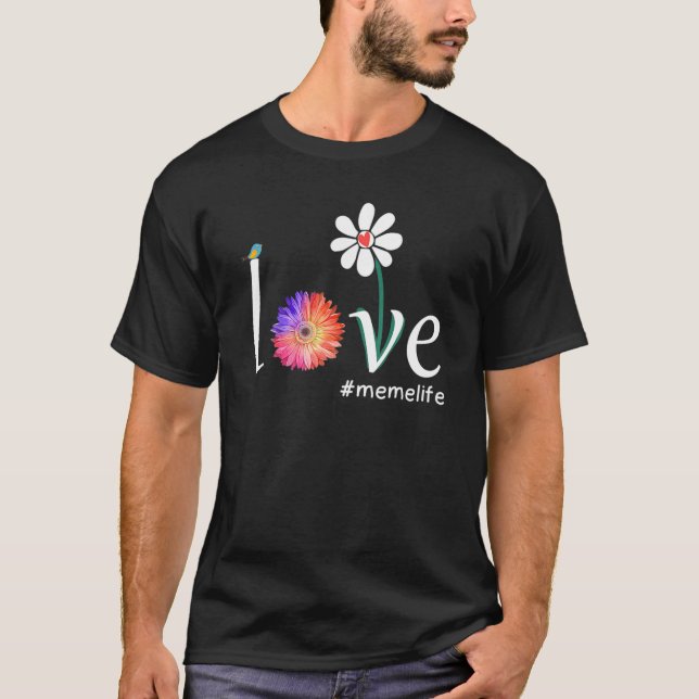 Love Memelife Watercolor Flower Bird Grandma Mothe T-Shirt (Front)