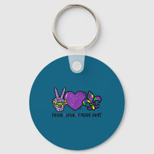 Love Men Peace Mardi Gras Fat Tuesday Key Ring
