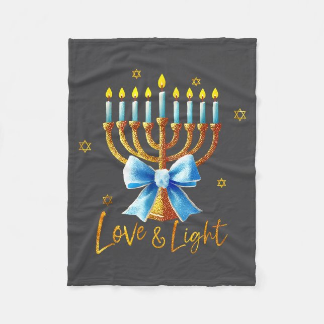 Love Menorah Chanukah Light Hanukkah Blue Coquette Fleece Blanket (Front)