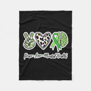 Love Mental Health We Wear Green Mental Health Fleece Blanket