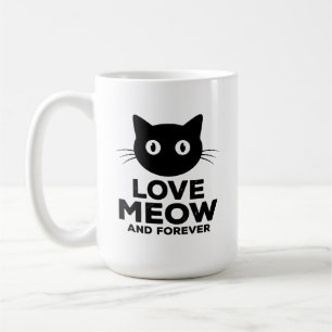 Love Meow and Forever Cat Lover Modern Minimalist Coffee Mug