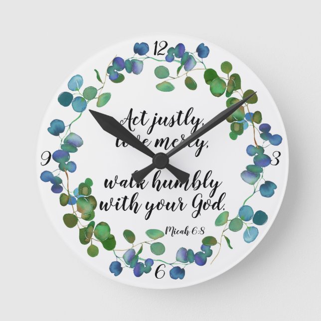 Love Mercy Scripture Custom Inspirational Quote Round Clock (Front)