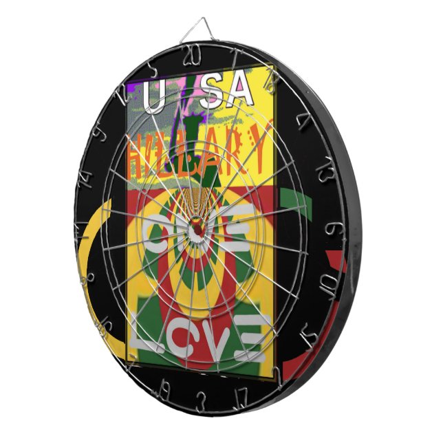 Love Message in Rasta Colours Art Print Dartboard (Front Right)
