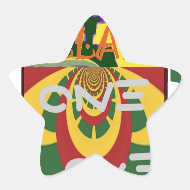 Love Message in Rasta Colours Art Print Star Sticker (Front)