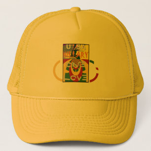 Love Message in Rasta Colours Art Print Trucker Hat