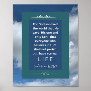 Love Message - John 3-16 - 8 x 10 Poster