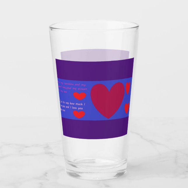 Love message on a glass cup purple blue red design (Front)