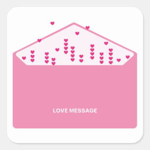 Love Message Pink Hearts Minimalist Cute Funny Square Sticker