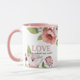 Love Message with Pink Flowers Mug