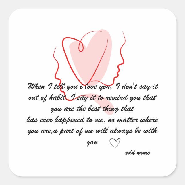 love messages    square sticker (Front)