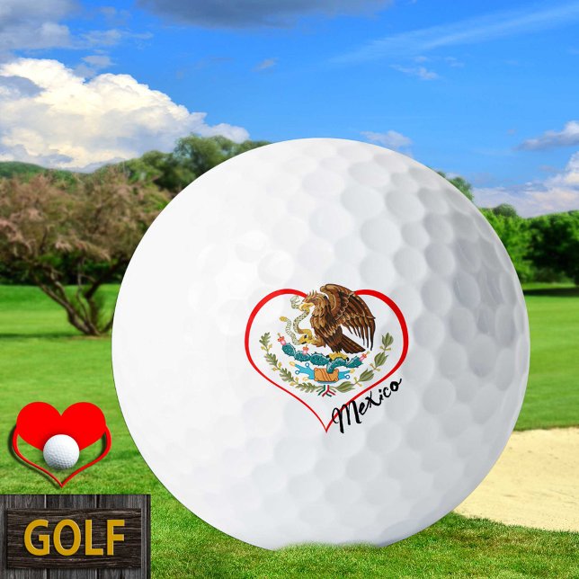 Love Mexico Golf Balls, Mexican flag, Heart Golf Balls (Creator Uploaded)
