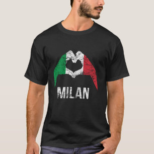 Love Milan Italy Flag Proud Vintage Italian Holida T-Shirt