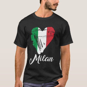 Love Milan Italy Heart Italian Flag T-Shirt