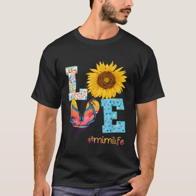 LOVE Mimi Life Flip Flops Hippie Sunflower Summer T-Shirt (Front)