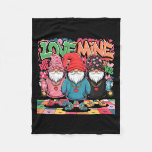 Love Mine Gnomes Urban Street Art Valentines Graff Fleece Blanket