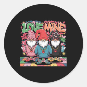 Love Mine Gnomes Urn Street Art Valentines Graffit Classic Round Sticker