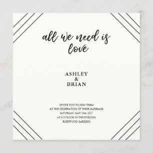 Love Minimal Black and White Invitation