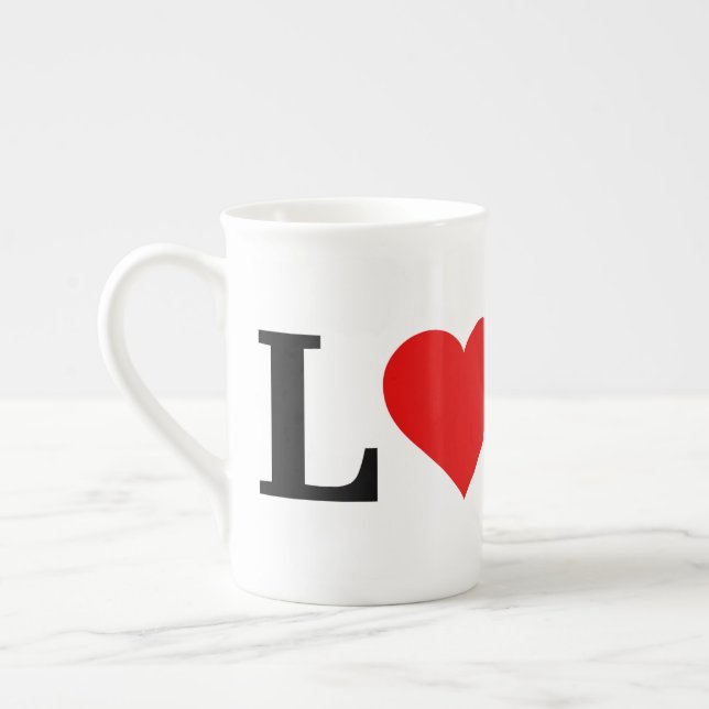 LOVE Minimalist Elegant Bone China Mug (Left)