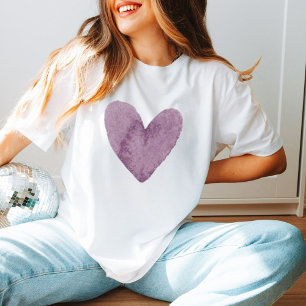Love Minimalist Watercolor Purple  Heart Trendy T-Shirt