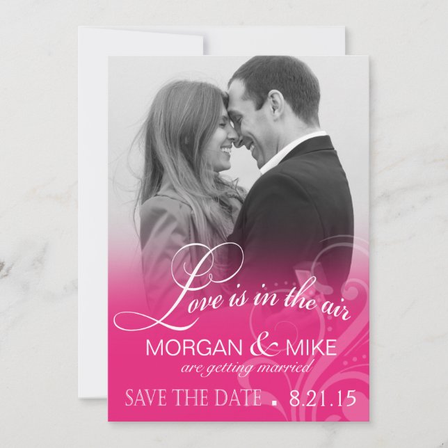 Love Mist Photo Save the Date | fuschia (Front)