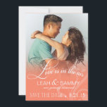 Love Mist Photo Save the Date | peach<br><div class="desc">This fun Save the Date features a peach coloured gradient with pretty "Love Is In The Air" script typography. Easy, breezy to personalise ~ just use the CUSTOMIZE IT button to add your text and your favourite photo! Comes in 13 colours. For questions or custom requests, email: cheryl@cheryldanielsart.com. "Love Mist"...</div>