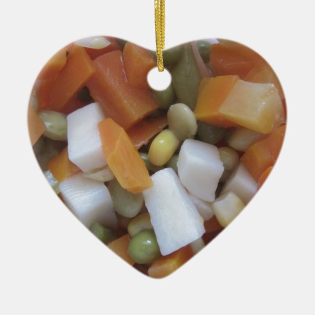 Love Mixed Vegetables Ceramic Tree Decoration (Front)