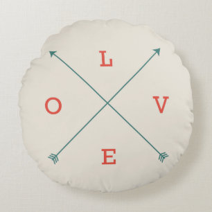 Love Modern Arrow Typography Art Minimalist Round Cushion