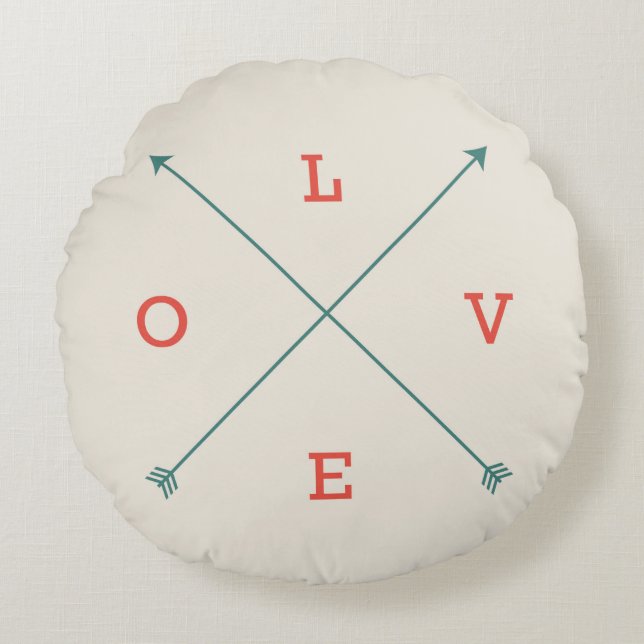 Love Modern Arrow Typography Art Minimalist Round Cushion (Front)