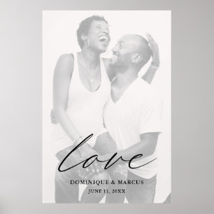 Love Modern Chic Calligraphy Simple Photo Wedding Poster