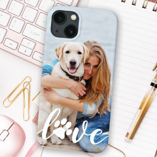 LOVE Modern Custom Pet Photo Paw Print Dog Lover iPhone 15 Mini Case