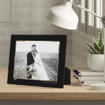Love | Modern & Elegant Black & Gold Frame Wedding<br><div class="desc">Newlyweds wedding photo keepsake plaque to always remember your special day and your love for each other. This elegant wedding day photo keepsake plaque features a simple minimal large single photo layout to display your own special wedding day photo with a thick black frame. A faux gold border frames the...</div>