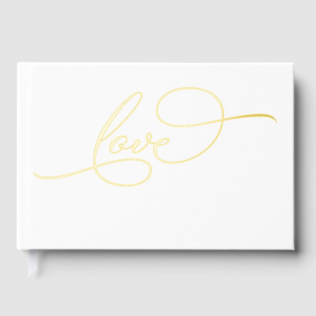 Love Modern Elegant Calligraphy Wedding Guest Book (Front)