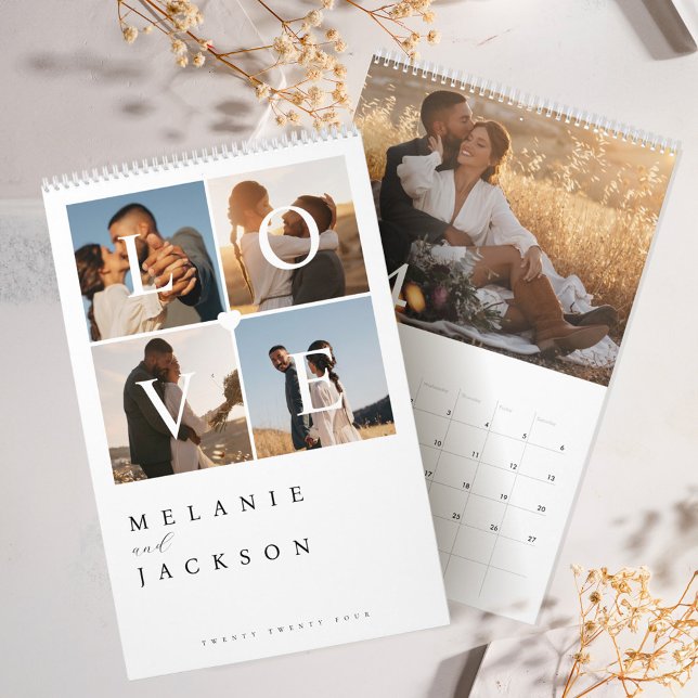 Love Modern Elegant Couple Wedding Photo Memories Calendar (Love Modern Elegant Couple Wedding Photo Memories Calendar)