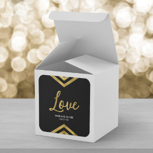 Love Modern Elegant Faux Gold Chevron Geometric Square Sticker