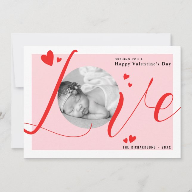 Love Modern Elegant Happy Valentine's Day Photo Holiday Card (Front)