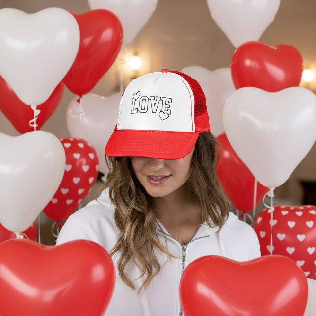 Love Modern Minimalist and Trendy Trucker Hat (Love Modern Minimalist and Trendy Trucker Hat by Ricaso. Bold text design ideal for Valentines Day)