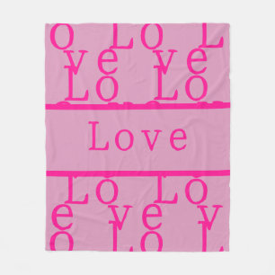 Love Modern Pink Hot Pink Typography Fleece Blanket
