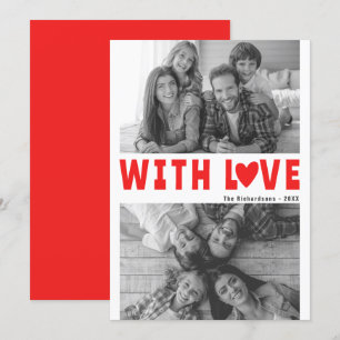 Love Modern Red Valentine's Day Custom Name Photo Holiday Card