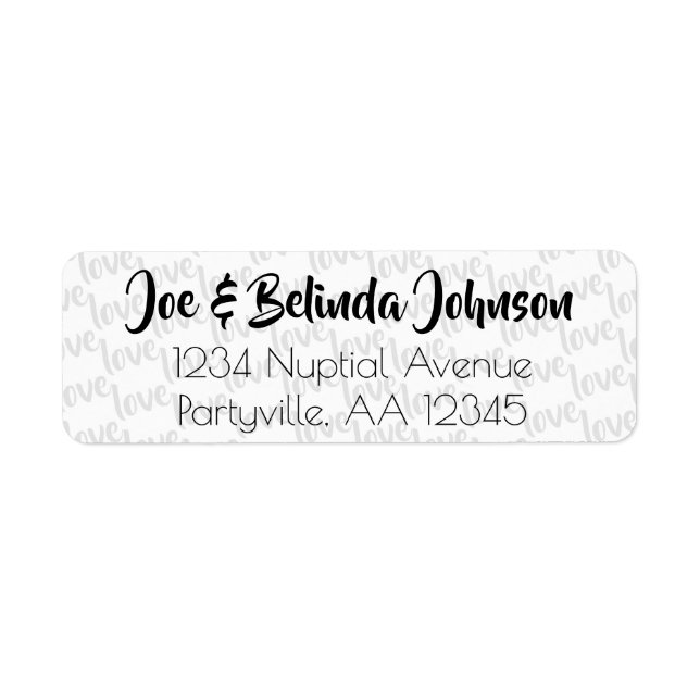 Love Modern Script Typography Return Address Label (Front)