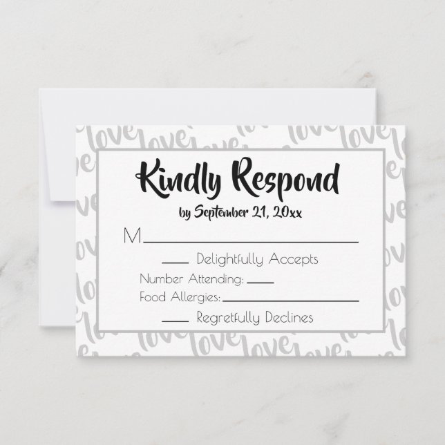 Love Modern Script Typography RSVP Card (Front)
